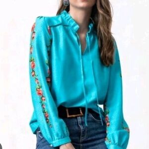 Elegant Teal Floral Blouse